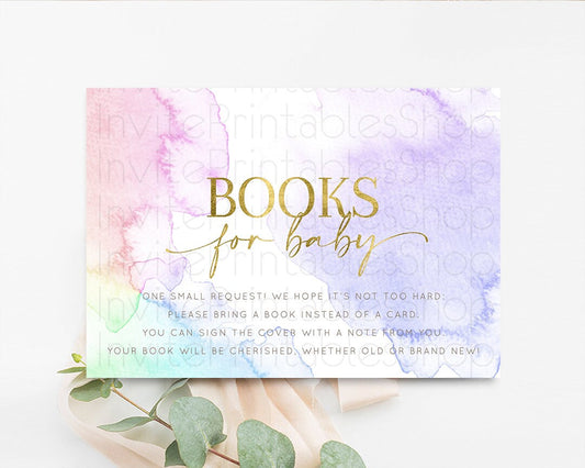 Rainbow Book Cards Pastel Rainbow Book Request Colorful Splash Books For Baby Pastel Watercolor Book Insert Books Instead Of Card Poem