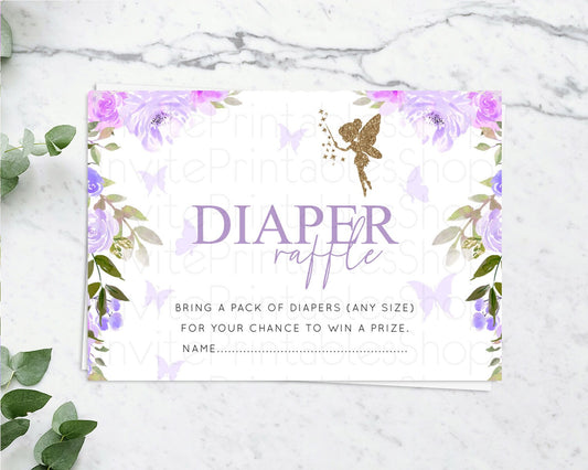 Editable Fairy Diaper Raffle Card Fairy Diaper Insert Enchanted Garden Fairy