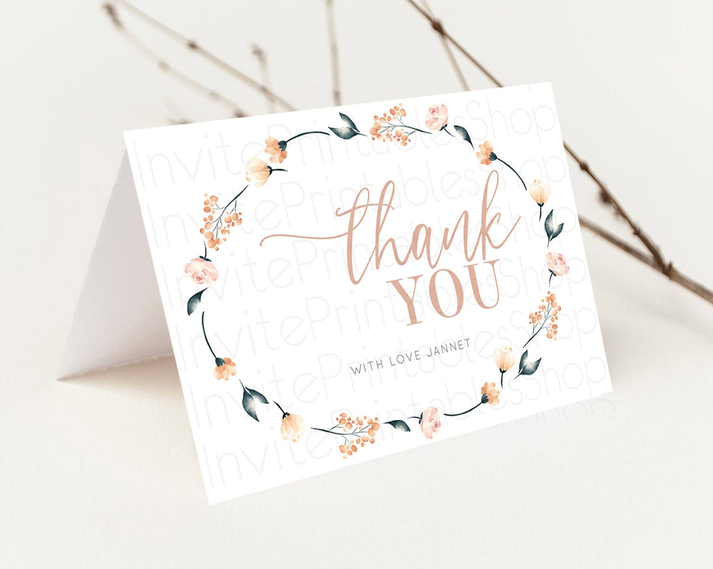 Secret Garden Thank You Wildflower Thank You Card Pastel Flower Garden Birthday Thank You Card Boho Floral Teacher Thank You Card D10240