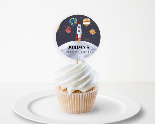 Editable Space Cupcake Toppers Space Decor First Trip Around the Sun Decor D