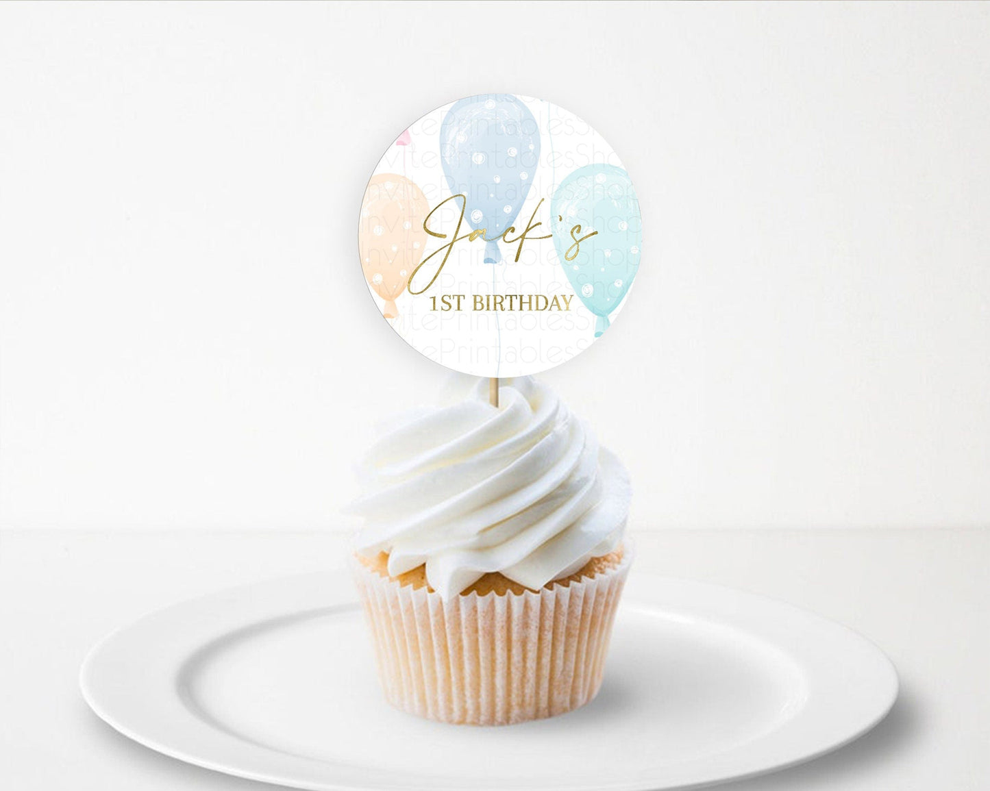 Balloon Cupcake Toppers Pastel Cupcake Toppers Pastel Balloon Cupcake Colorful Pastel Rainbow Balloon First Birthday Balloon Decor D10182