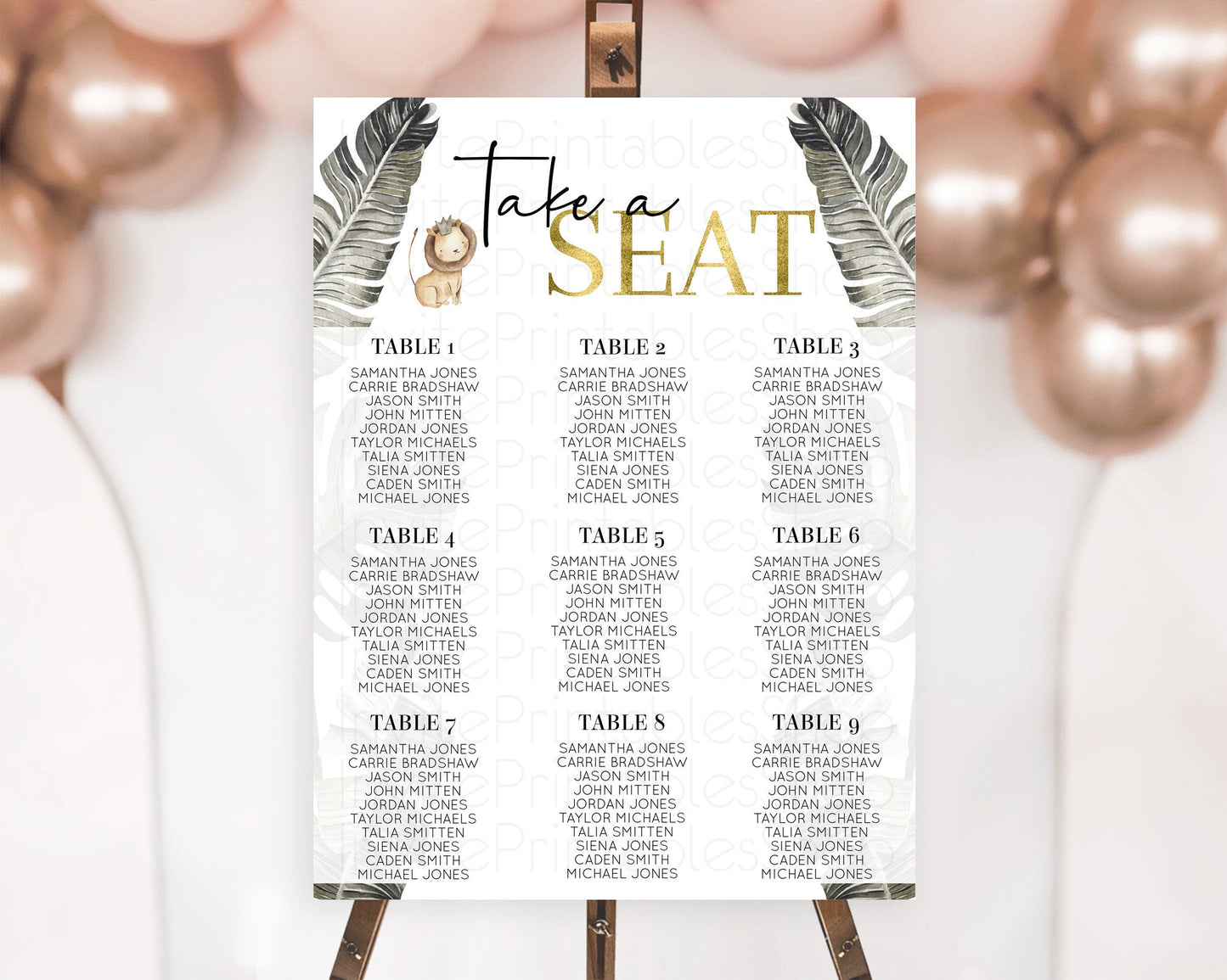 Lion Seating Chart Safari Lion Seating Chart Modern Lion Party Decor Safari Adventure Party Minimalist Lion Seating Sign Take A Seat D10599