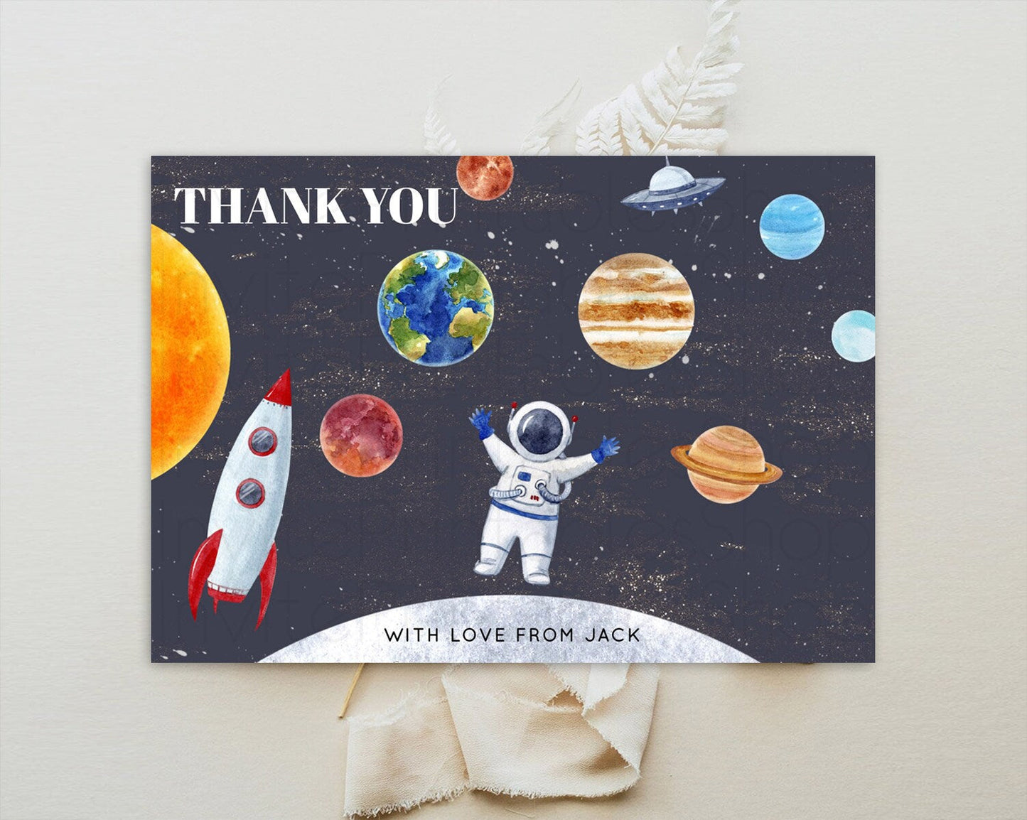 Space Thank You Space Thank You Card First Trip Around the Sun Thank You Card Planets Solar System First Birthday Thank You Cards D10430