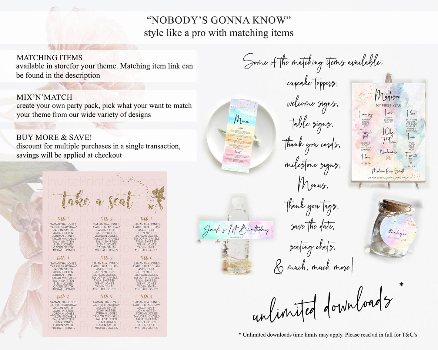 Fairy Seating Chart Pastel Fairy Seating Chart Fairy Tea Party Fairy Garden Seating Sign Enchanted Garden Floral Butterfly Decor D10899