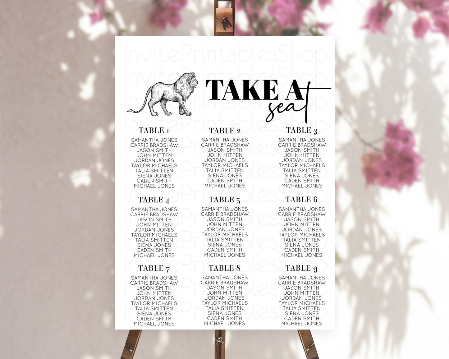 Lion Seating Chart Safari Lion Seating Chart Modern Lion Party Decor Safari Adventure Party Minimalist Lion Seating Sign Take A Seat D10246