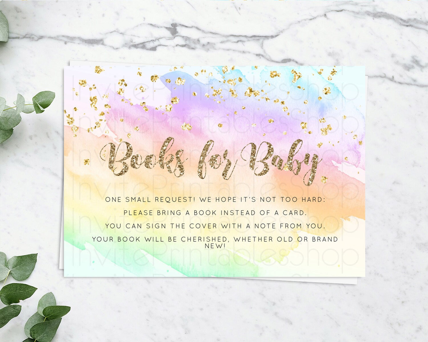 Pastel Books For Baby Card Pastel Rainbow Book Insert Colorful Ombre Watercolor Book Card Confetti Glitter Baby Book Poem Request D10643