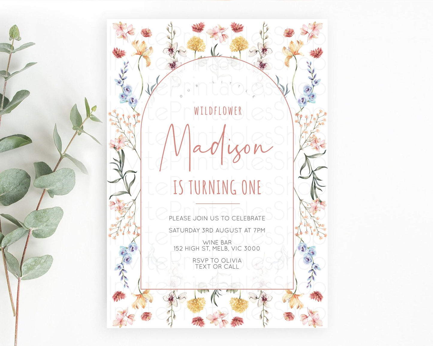 Secret Garden Invitation Wildflower Birthday Invitation Pastel Flowers Invite Enchanted Garden Boho Floral 3rd 2nd First Birthday D10682