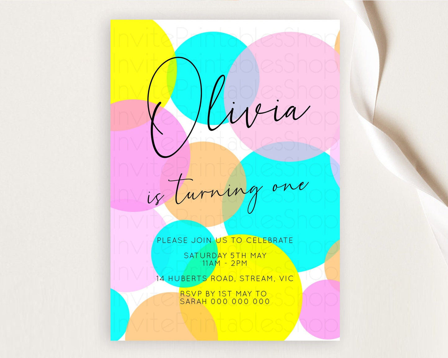 Pastel Birthday Invitation Pastel Confetti Birthday Invitation Bubbles Invitation Colorful Rainbow Confetti 2nd 1st First Birthday D10896