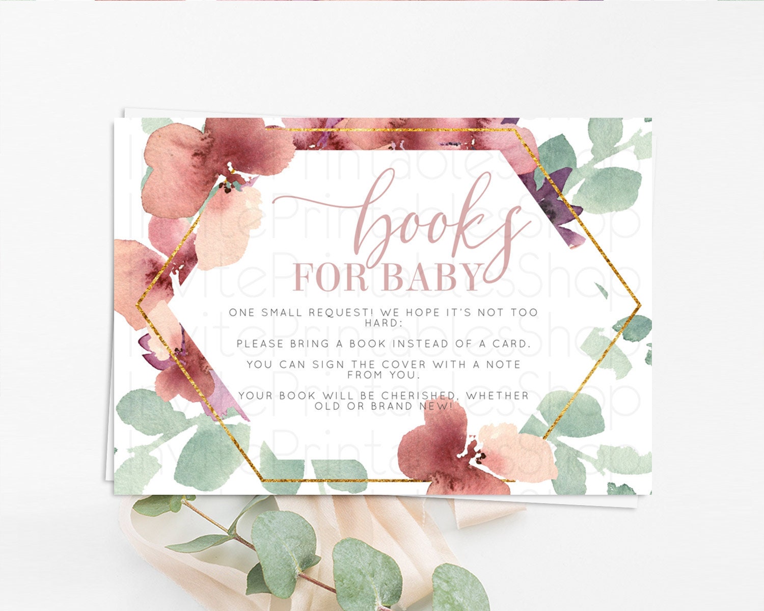 Editable Secret Garden Books For Baby Card Boho Wildflower Book Insert Paste