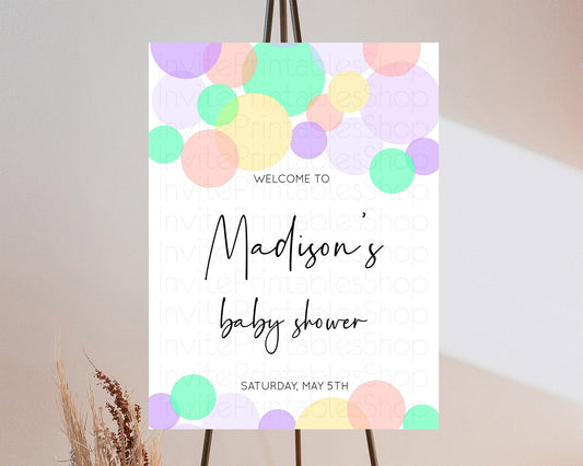 Editable Rainbow Baby Shower Welcome Sign Pastel Welcome Board Pastel Rainbo