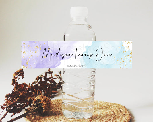 Editable Pastel Water Label Template Pastel Ombre Rainbow Watercolor Colorfu