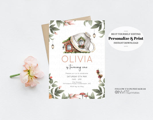 Editable Fairy Birthday Invitation, Floral Garden Fairy Invite, Garden Tea P