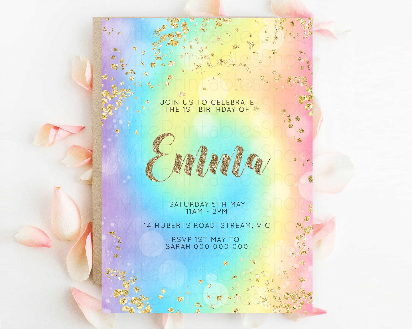 Tie Dye Invitation Rainbow Birthday Invitation Pastel Invitation Colorful Invitation Pastel Rainbow Party 3rd 2nd 1st First Birthday D10568