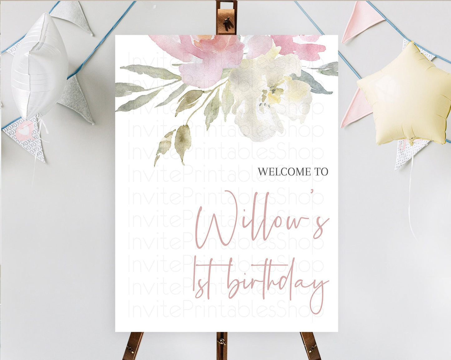 Secret Garden Welcome Sign Wildflower Welcome Board Pastel Flower Garden Welcome Poster Boho Wildflower First Birthday Welcome Sign D10183