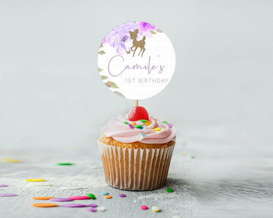 Editable Fawn Cupcake Toppers Deer Cupcake Toppers Enchanted Forest Party Bu