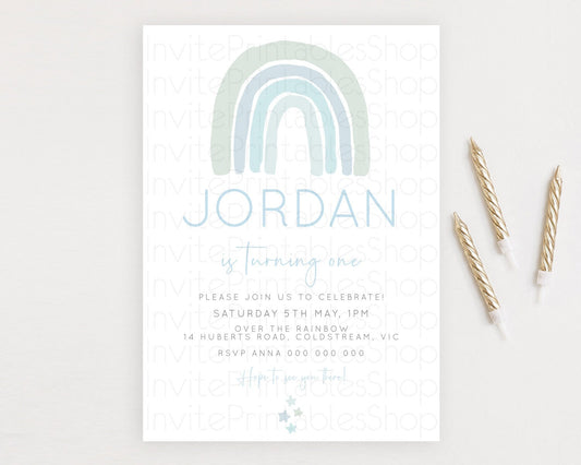 Editable Pastel Rainbow Birthday Invitation Pastel Rainbow Invitation Rainbo