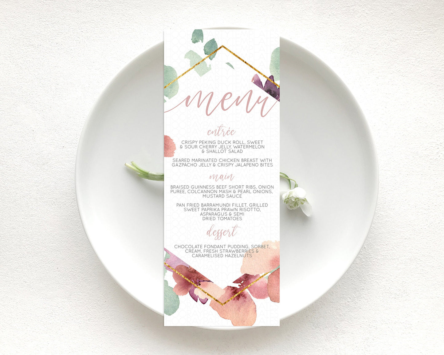 Secret Garden Menu Wildflower Menu Template Pastel Flower Garden Table Decor Boho Floral Dinner Dessert Floral Party Food Menu D10964