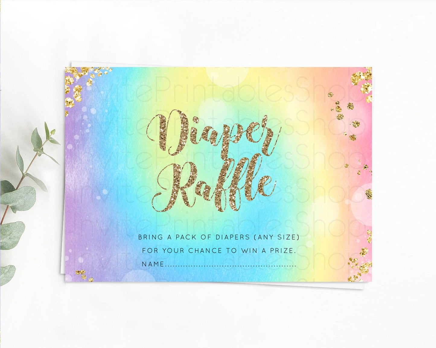 Tie Dye Diaper Raffle Card Rainbow Tie Dye Diaper Raffle Insert Pastel Rainbow Watercolor Diaper Ticket Tie Dye Colors Raffle Game D10568