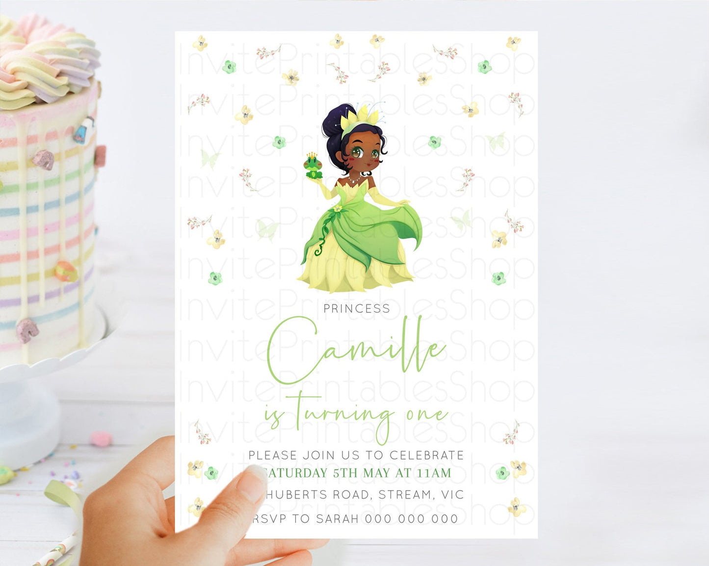 Princess Birthday Invitation Castle Invitation Royal Birthday Fairy Tale Enchanted Castle Pastel Floral Garden 1st First Birthday D10348