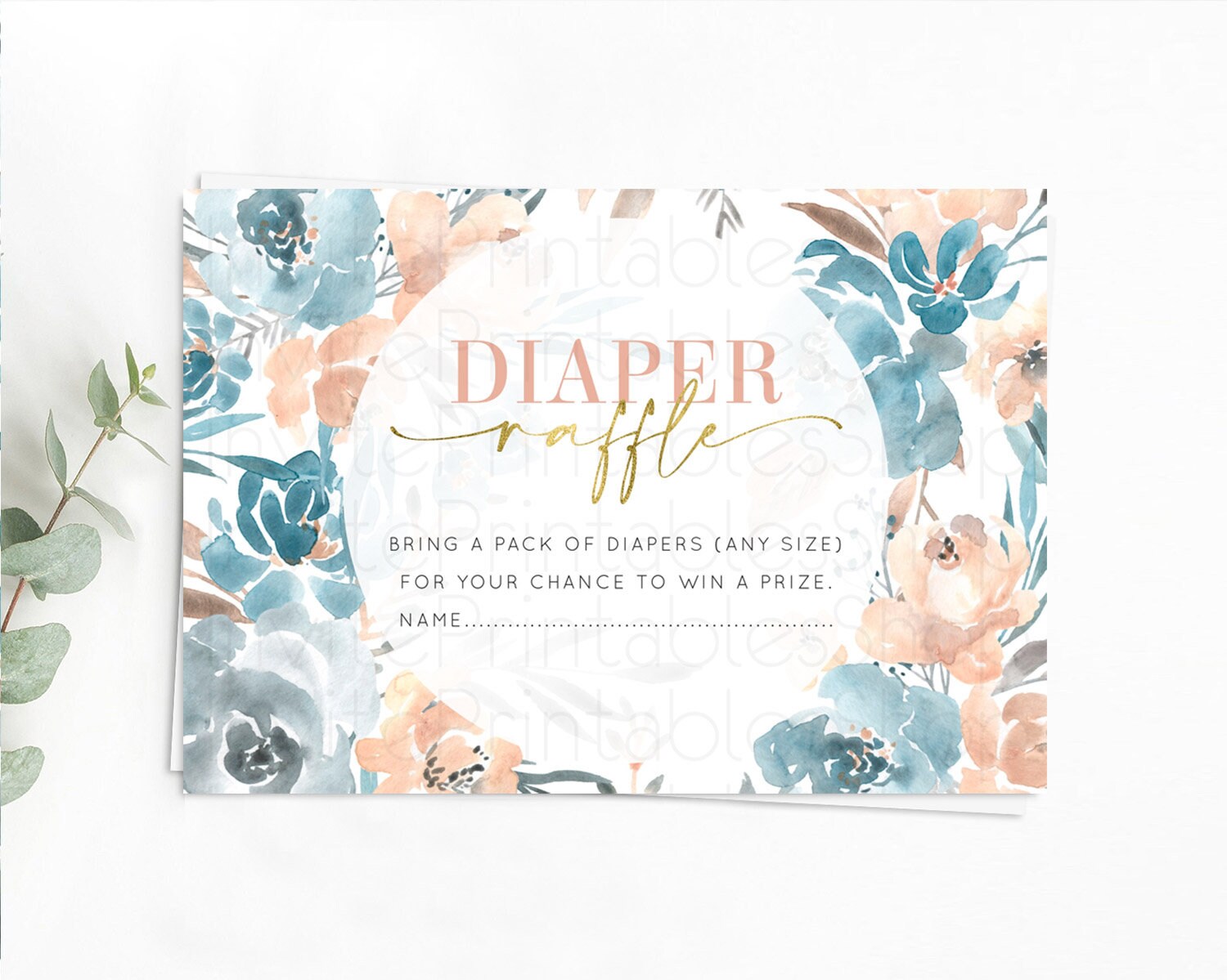 Editable Secret Garden Diaper Raffle Card Boho Wildflower Diaper Raffle Inse