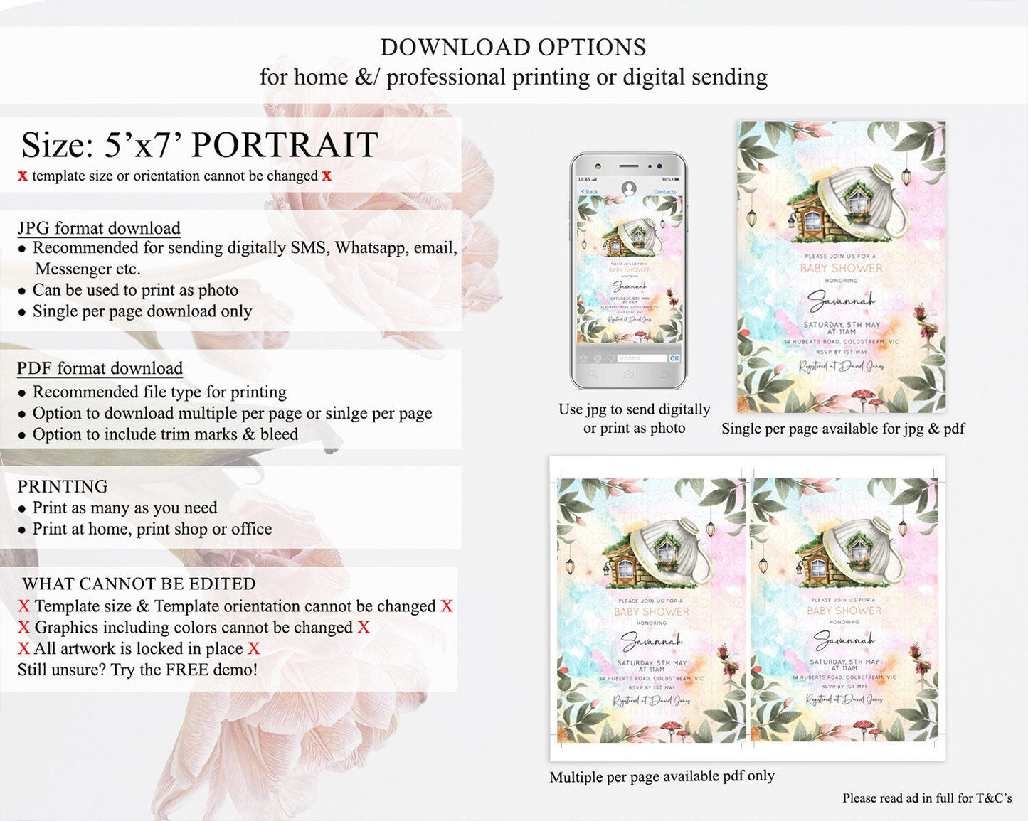 Fairy Baby Shower Invitation Pastel Fairy Invites Fairy Tea Party Fairy Garden Theme Secret Garden Enchanted Garden Floral Butterfly D10555