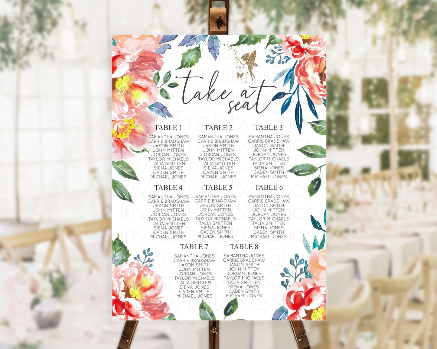 Editable Fairy Seating Chart Pastel Fairy Seating Chart Fairy Tea Party Fair