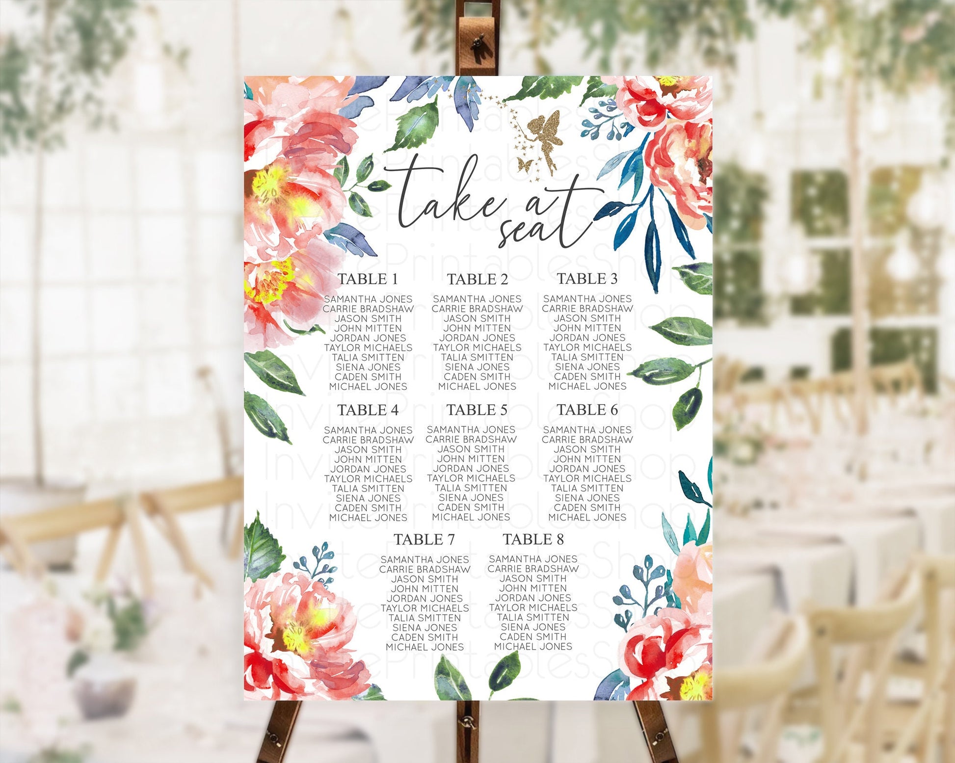 Editable Fairy Seating Chart Pastel Fairy Seating Chart Fairy Tea Party Fair