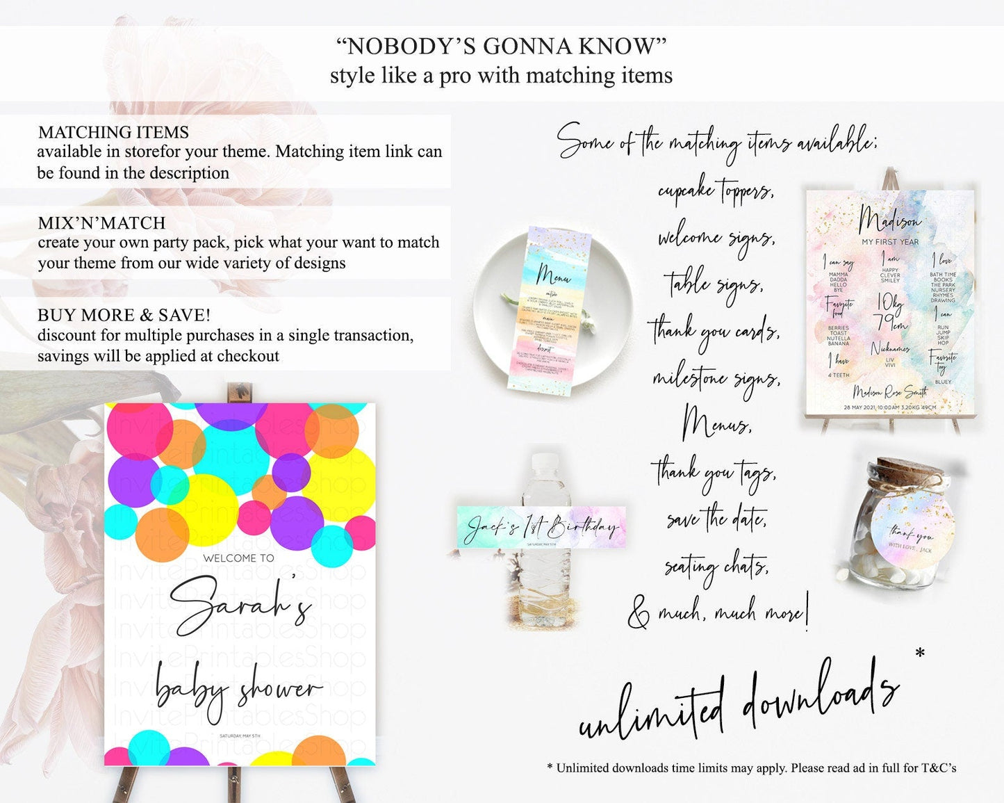 Rainbow Baby Shower Welcome Sign Pastel Welcome Board Pastel Rainbow Confetti Welcome Sign Colorful Bubbles Pastel Welcome Sign D11022