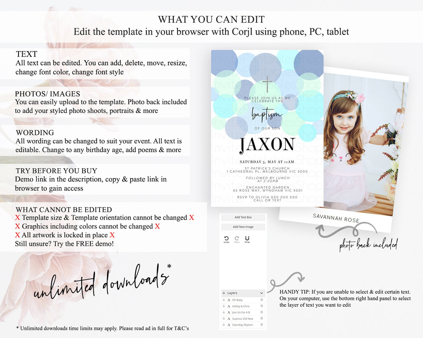 Pastel Baptism Invitation Blue Confetti Baptism 1st Birthday Invitation Confetti Bubbles Christening Invitation Holy Communion 100208