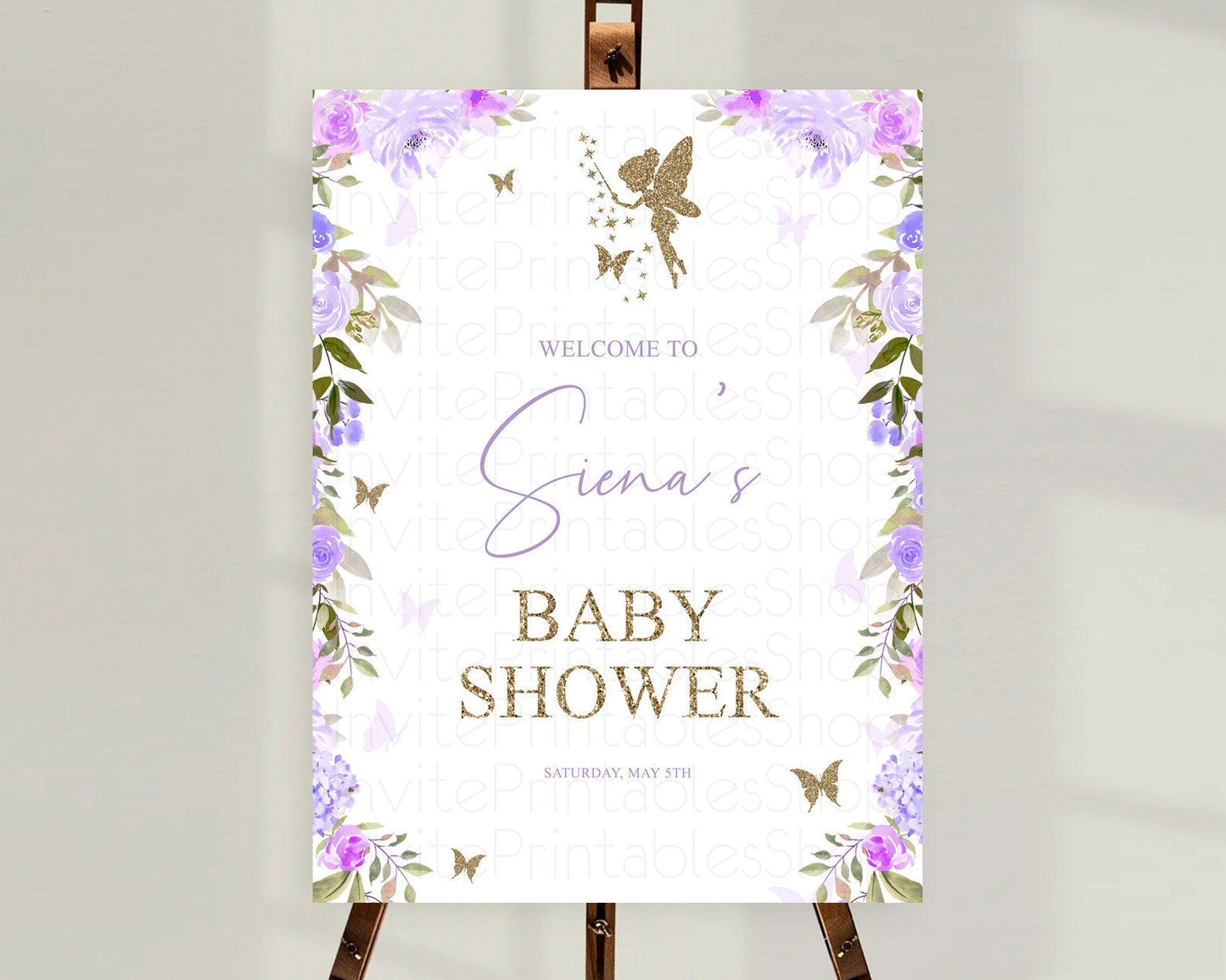 Fairy Baby Shower Welcome Sign Fairy Welcome Board Enchanted Garden Pastel Floral Butterfly Decor Secret Garden Fairy Welcome Sign D10910