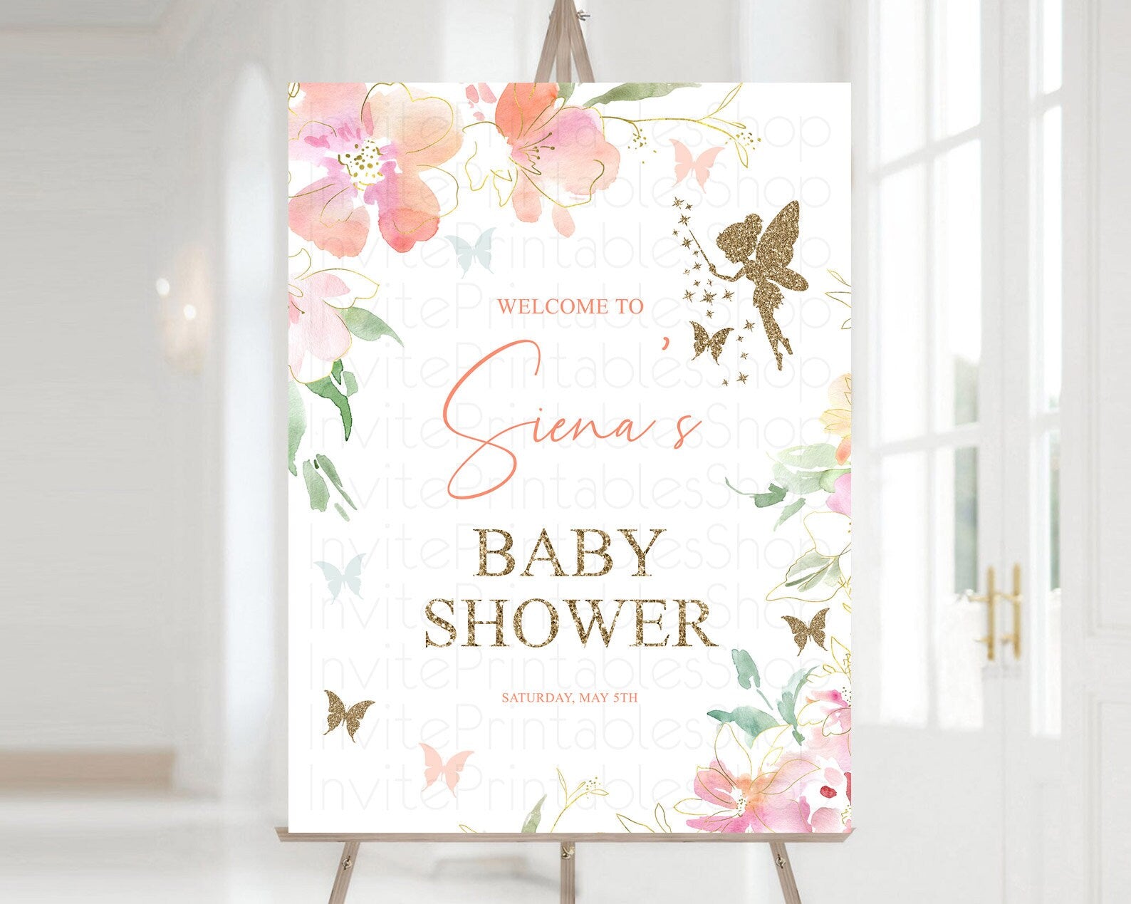 Editable Fairy Baby Shower Welcome Sign Fairy Welcome Board Enchanted Garden