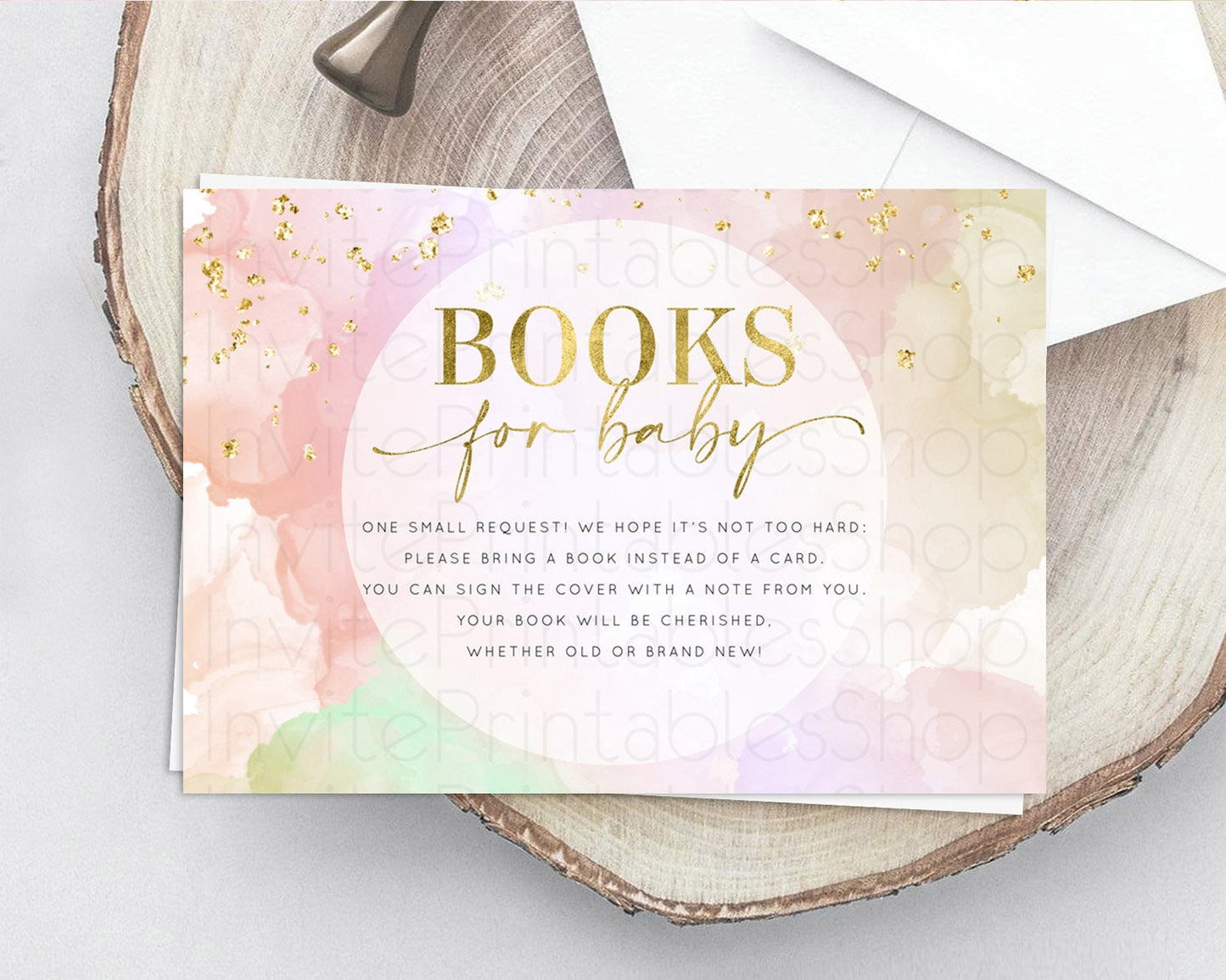 Pastel Books For Baby Card Pastel Rainbow Book Insert Colorful Ombre Watercolor Book Card Confetti Glitter Baby Book Poem Request D10627