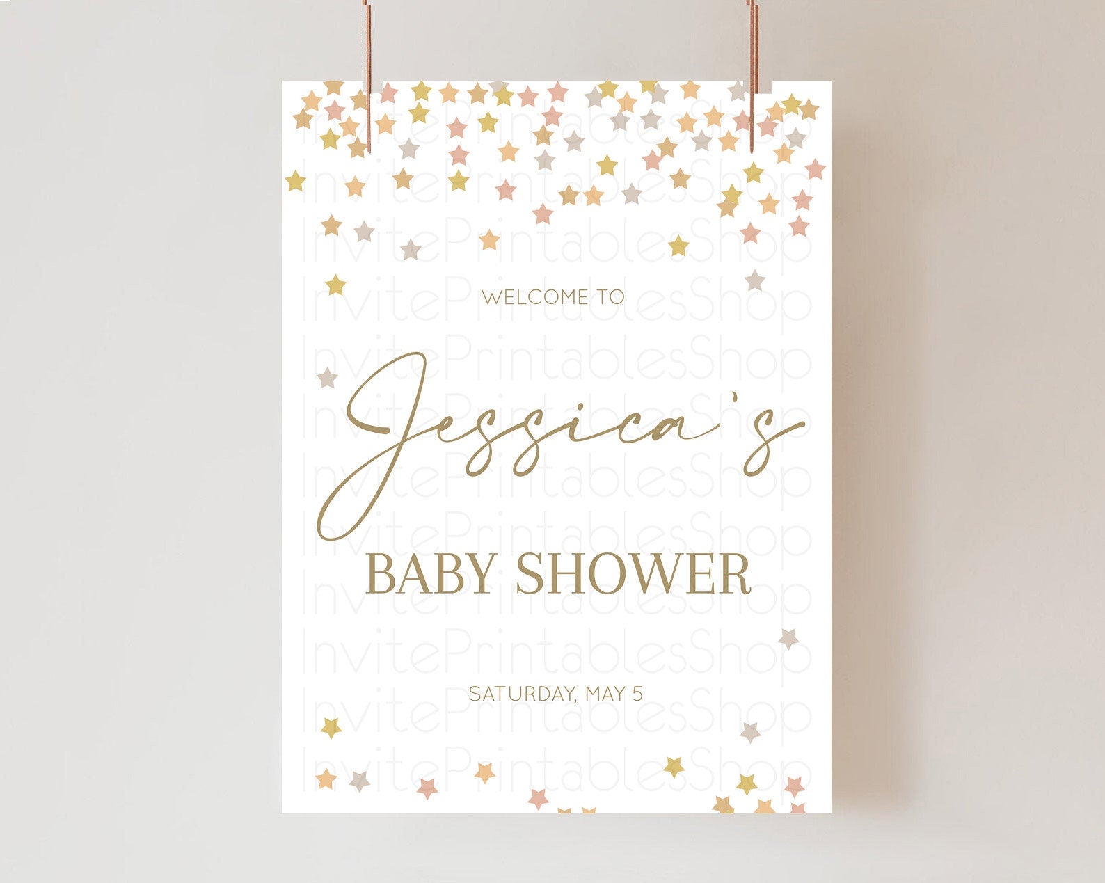 Editable Star Baby Shower Welcome Board Pastel Stars Welcome Sign Shooting S