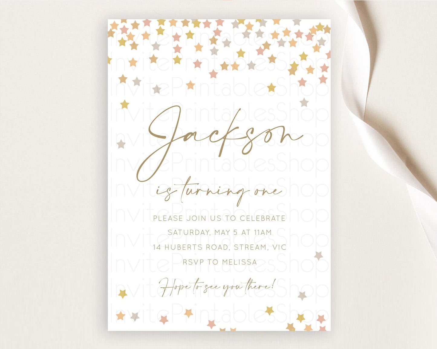 Star Birthday Invitation Pastel Stars Invite Shooting Star Party Rainbow Colorful Confetti Twinkle Little Star 2nd First Birthday D10342