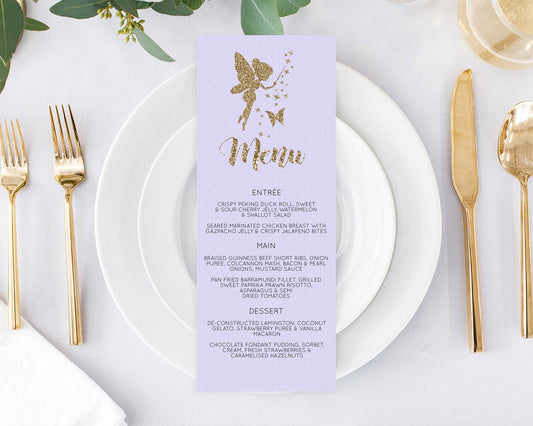 Fairy Menu Fairy Menu Template Enchanted Garden Pastel Floral Butterfly Table Décor Fairy Secret Garden Dinner Dessert Food Menu D10389