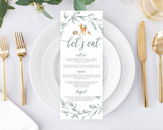 Fawn Menu Deer Menu Template Pastel Floral Deer Table Decor Enchanted Forest Butterfly Floral Dinner Dessert Menu Party Food Menu D10872