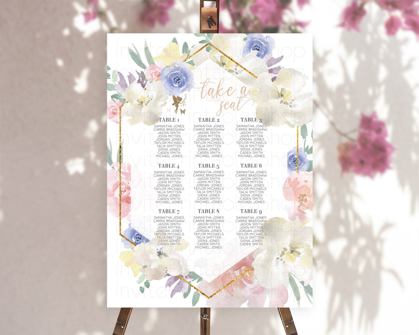 Fairy Seating Chart Pastel Fairy Seating Chart Fairy Tea Party Fairy Garden Seating Sign Enchanted Garden Floral Butterfly Décor D10829