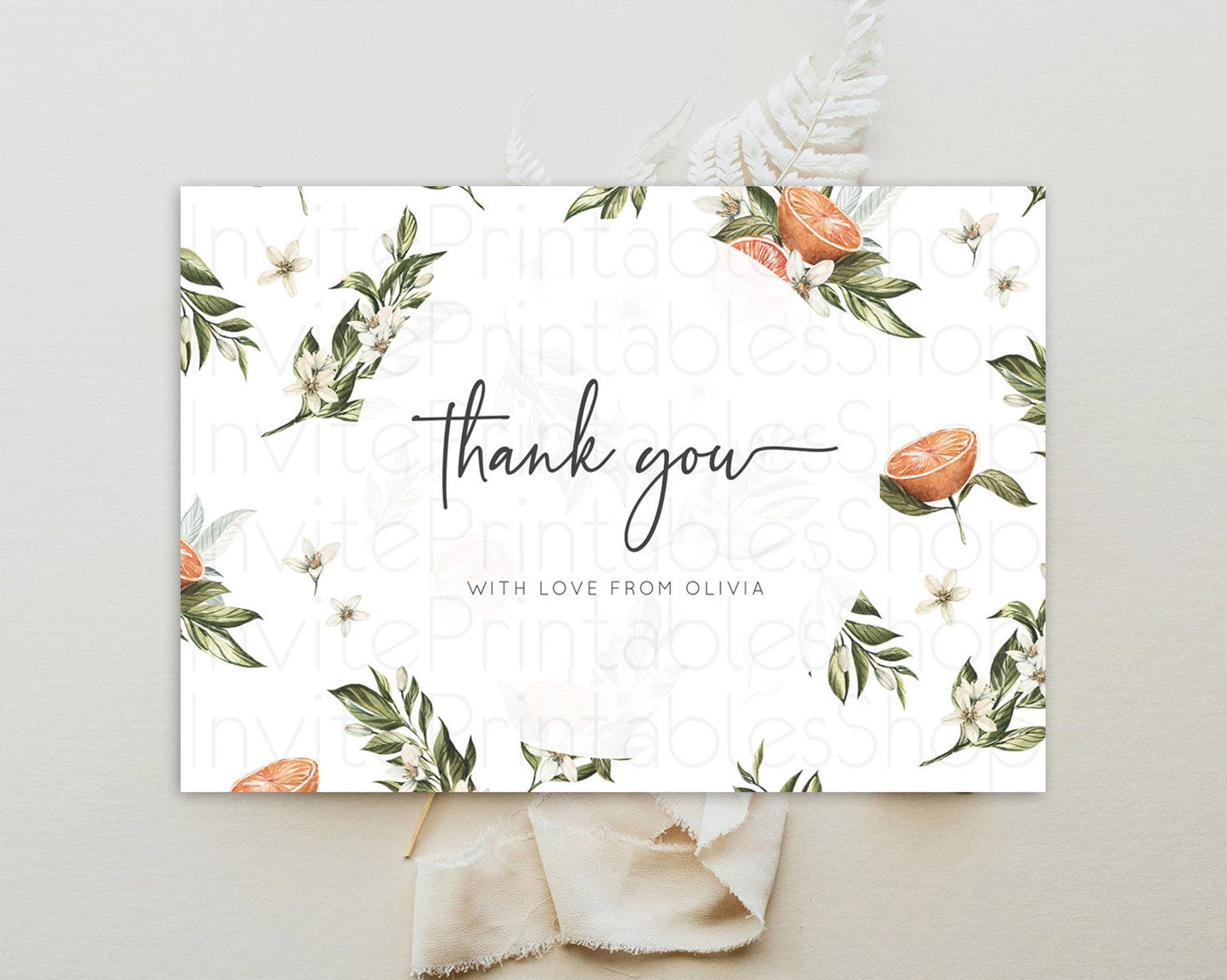 Citrus Thank You Lemon Thank You Orange Thank You Citrus Birthday Thank You Card Citrus Floral Card Template Teacher Thank You Cards D10545