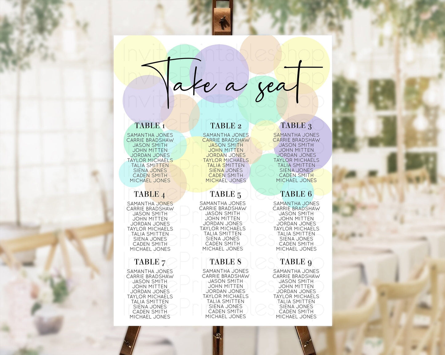 Pastel Seating Chart Pastel Confetti Seating Chart Bubbles Sprinkles Seating Sign Colorful Rainbow Decor Confetti Seating Board D10414