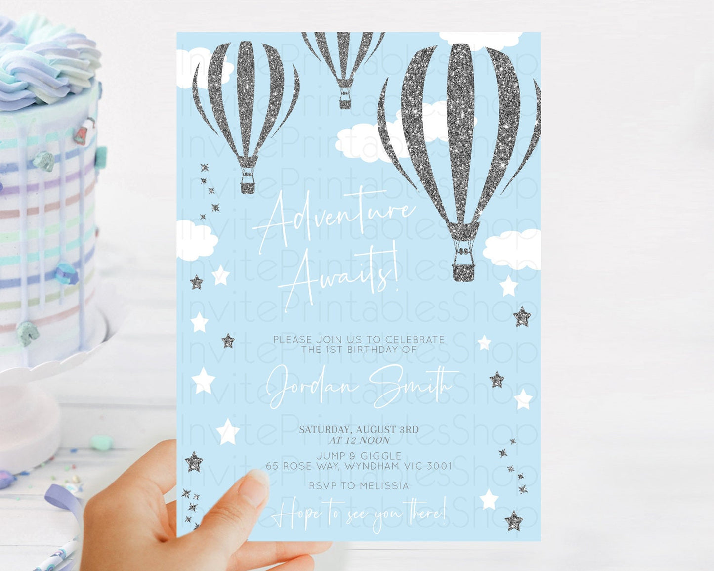 Editable Hot Air Balloon Birthday Invitation Hot Air Balloon Invites Adventu