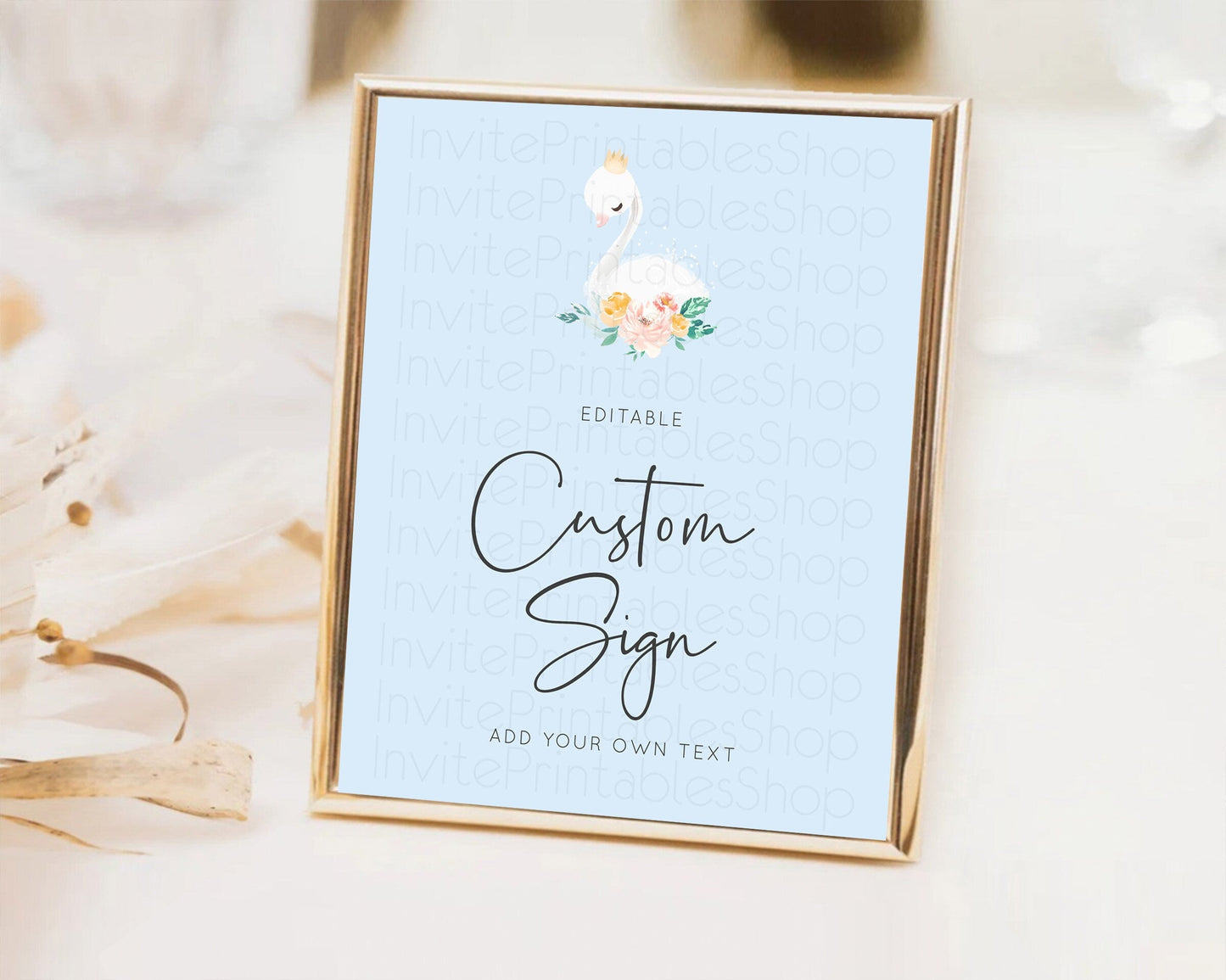 Swan Table Sign Decor Swan Princess Ballet Party Enchanted Swan Lake Secret Garden Pastel Floral 1st Birthday Baptism Baby Shower D10903