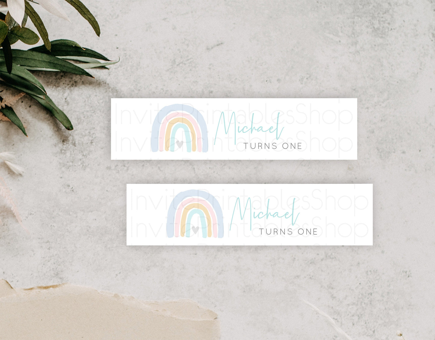 Pastel Rainbow Water Label Template Boho Colorful Rainbow Party Decor Rainbow Baby Theme 1st Birthday Baptism Baby Shower Wedding D10214