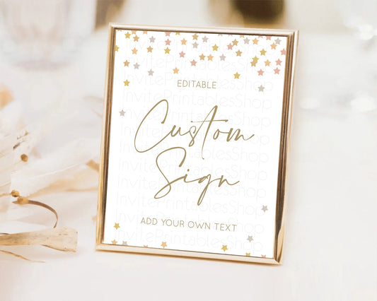 Editable Twinkle Stars Sign Pastel Twinkle Little Star Party Shooting Star C
