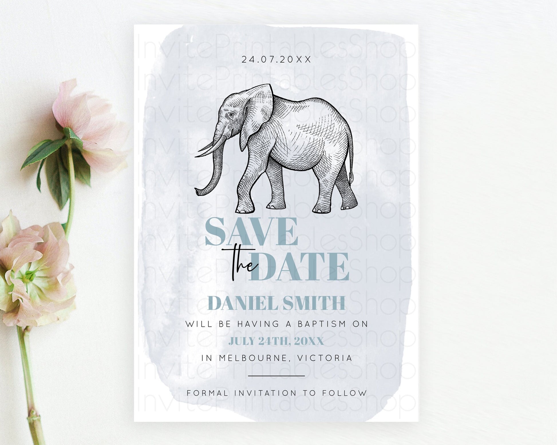 Editable Elephant Save The Date Template Elephant Safari Adventure Party Dri