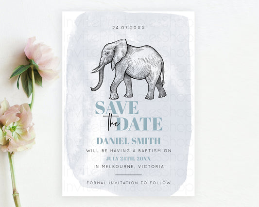 Editable Elephant Save The Date Template Elephant Safari Adventure Party Dri