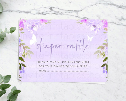 Editable Secret Garden Diaper Raffle Card Boho Wildflower Diaper Raffle Inse