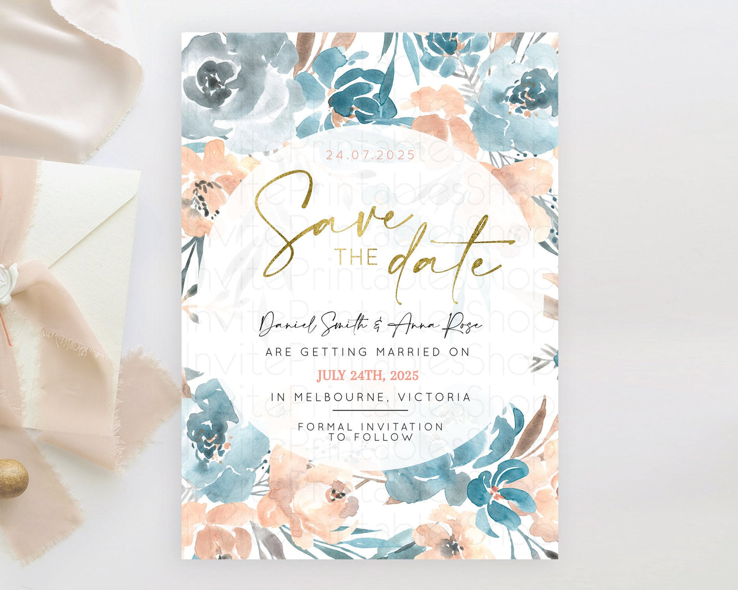 Wildflower Save The Date Template Secret Garden Save The Date Pastel Floral Garden Party Boho Flowers Birthday Baby Shower Wedding D10190