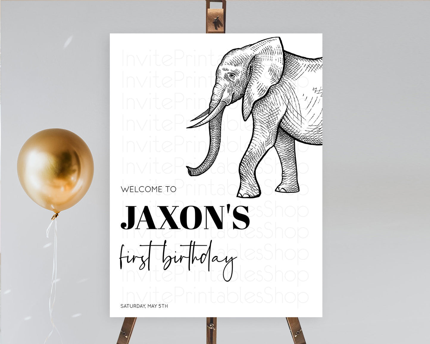 Elephant Welcome Sign Elephant Welcome Board Elephant Party Welcome Poster Safari Party Decor Elephant First Birthday Welcome Sign D10248