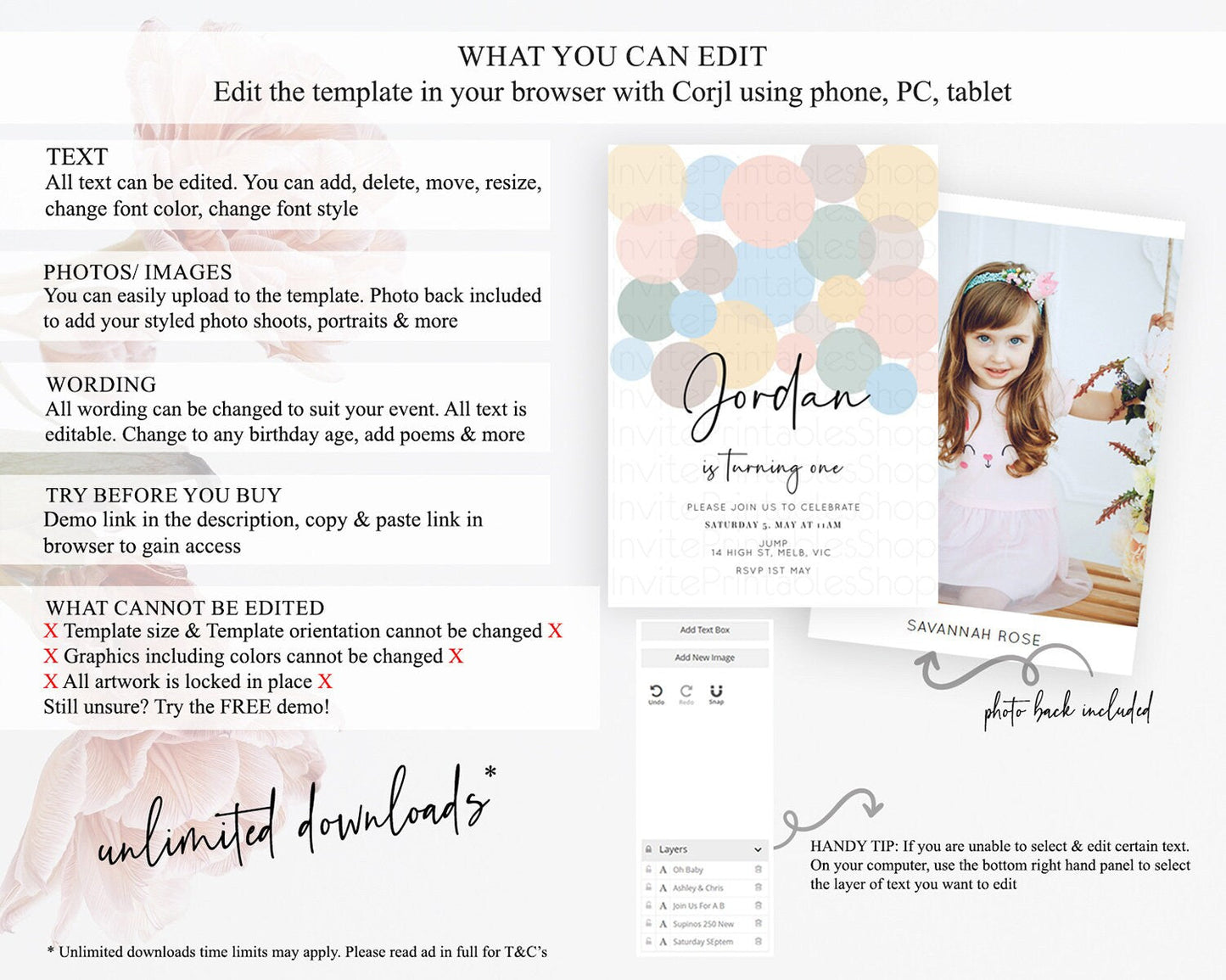 Pastel Birthday Invitation Pastel Confetti Birthday Invitation Bubbles Invitation Colorful Rainbow Confetti 2nd 1st First Birthday D10602