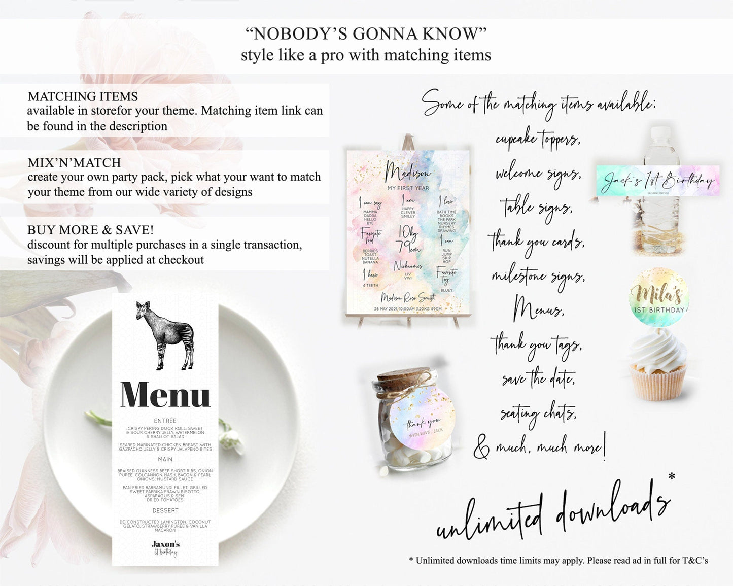 Okapi Menu Okapi Menu Template Okapi Table Decor Zoo Safari Adventure Decor Okapi Dinner Dessert Party Food Menu D10283